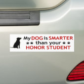Mijn hond is slimmer bumpersticker (Op auto)
