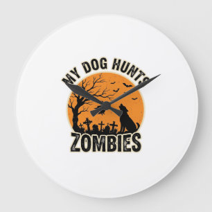 Mijn hond jaagt op zombies vintage Halloween honde Grote Klok
