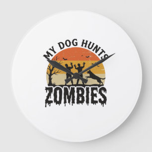 Mijn hond jaagt op zombies vintage Halloween-honde Grote Klok