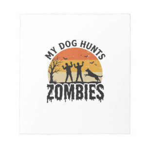 Mijn hond jaagt op zombies vintage Halloween-honde Notitieblok
