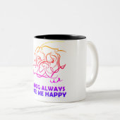 Mijn hond maakt me altijd gelukkig tweekleurige koffiemok (Voorkant rechts)