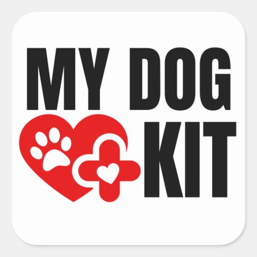 Mijn hond medische kit vierkante sticker (Voorkant)