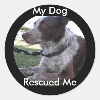 Mijn hond redde me (op maat) ronde sticker