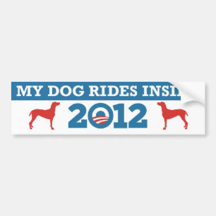 Mijn hond rijdt in Obama 2012 Bumpersticker