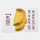 Mijn hoofd zegt gym maar mijn hart zegt taco's theedoek (Horizontaal)