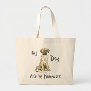 Mijn Ierse Wolfhound Ate mijn thuiswerk Grote Tote Bag