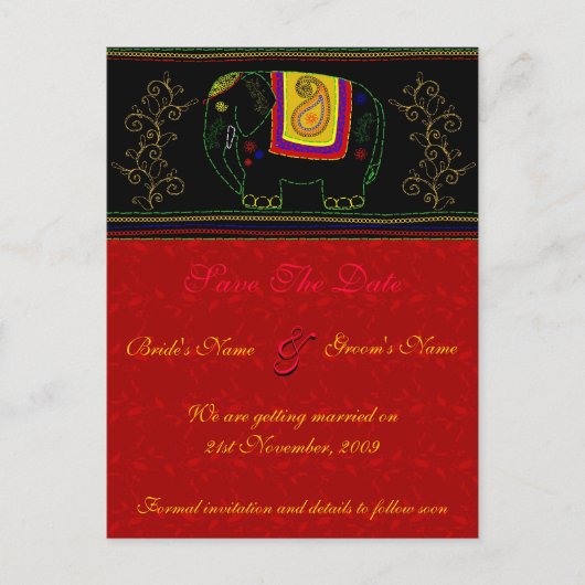 Mijn Indische olifant - Indian Red Aankondigingskaart (Voorkant)