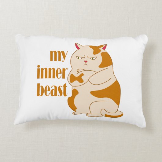 Mijn innerlijke beest luie dikke kat motivatie cit accent kussen (Achterkant)