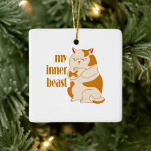 Mijn innerlijke beest luie dikke kat motivatie cit keramisch ornament