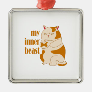 Mijn innerlijke beest luie dikke kat motivatie cit metalen ornament