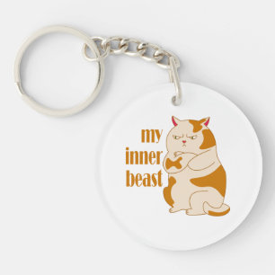 Mijn innerlijke beest luie dikke kat motivatie cit sleutelhanger