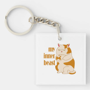 Mijn innerlijke beest luie dikke kat motivatie cit sleutelhanger