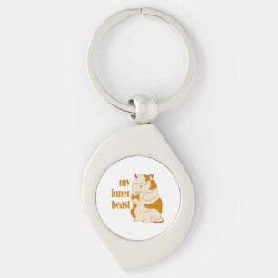 Mijn innerlijke beest luie dikke kat motivatie cit sleutelhanger