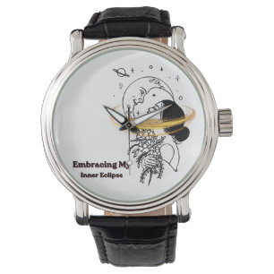 Mijn innerlijke eclips Celestiale Maan Lijnkunst o Horloge