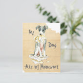 Mijn Italiaanse Greyhound Ate Mijn thuiswerk Briefkaart (Staand voorkant)