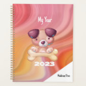 Mijn Jaar Cute Dog op Marmer met naam Planner (Voorkant)