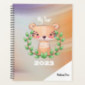 Mijn Jaar Cute Tiger op Marmer met naam Planner (Voorkant)