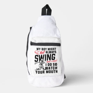 Mijn jongen zwaait misschien niet altijd, maar ik  sling bag