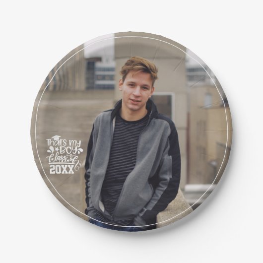 Mijn jongensklasse van 20XX Photo Afstuderen Papieren Bordje (Voorkant)