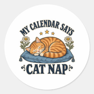 Mijn kalender zegt katten slaap Slaap Tabby kat Ronde Sticker