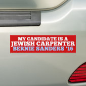 Mijn kandidaat is een joodse timmerman bumpersticker (Op auto)