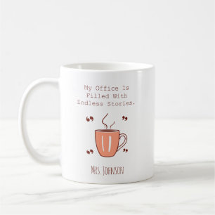 Mijn kantoor zit vol eindeloze verhalen Lezer Koffiemok