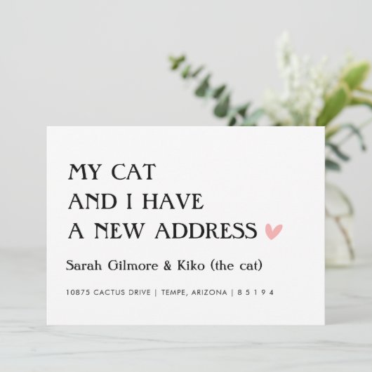 Mijn kat en ik hebben een nieuw adres verhuisd aankondiging (Staand voorkant)