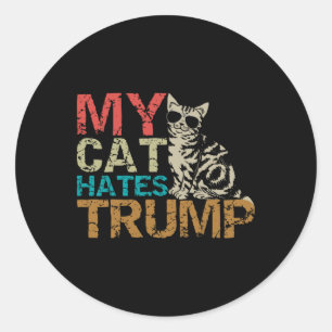 Mijn kat haat Trump katten tegen Trump Retro stijl Ronde Sticker