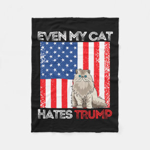 Mijn kat haat Trump tegen Trump American Flag Ret Fleece Deken