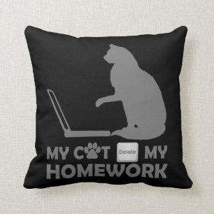 Mijn kat heeft mijn huiswerk verwijderd kussen
