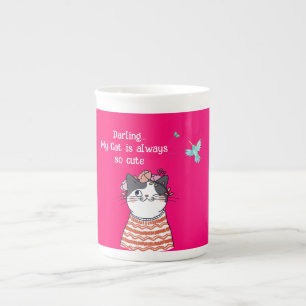 Mijn kat is altijd zo schattig porselein kop