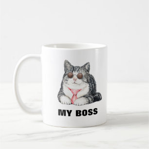 Mijn kat is mijn baas zonnebril stropdas grappig koffiemok