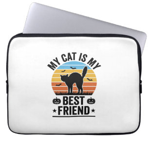 Mijn kat is mijn beste vriend vintage kat shirt on laptop sleeve