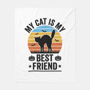 Mijn kat is mijn beste vriend vintage kat T-shirt Fleece Deken