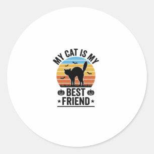 Mijn kat is mijn beste vriend vintage kat T-shirt Ronde Sticker