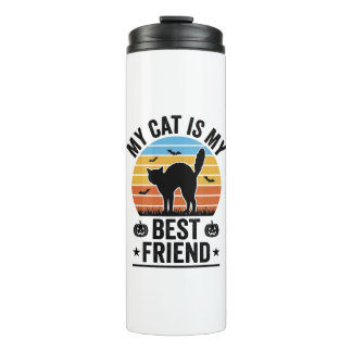 Mijn kat is mijn beste vriend vintage kat T-shirt  Thermosbeker