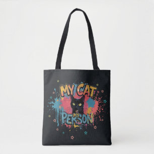 Mijn kat is mijn persoon Neon Graffiti Design Draagtas