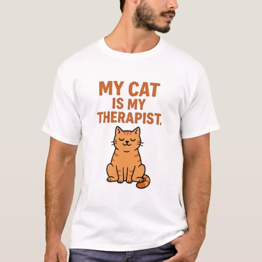 Mijn kat is mijn therapeut - Grappig Cat Lover T-s T-shirt (Voorkant)