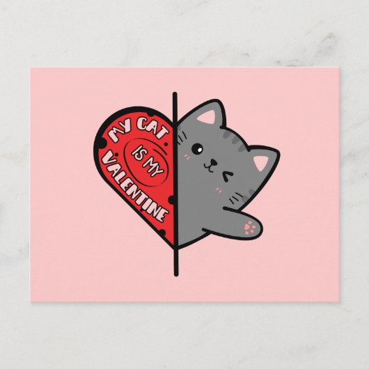 Mijn kat is mijn valentijn briefkaart (Voorkant)