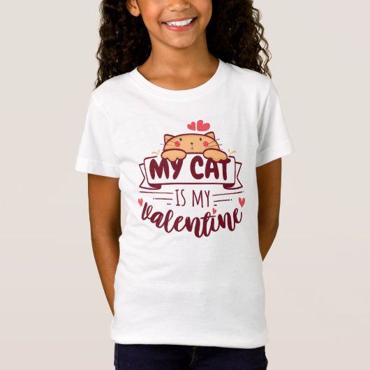 Mijn kat is mijn Valentijn Funny Anti-V-day Quote T-shirt (Voorkant)