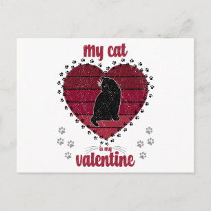 Mijn kat is mijn Valentijn grappig valentijnscad Briefkaart