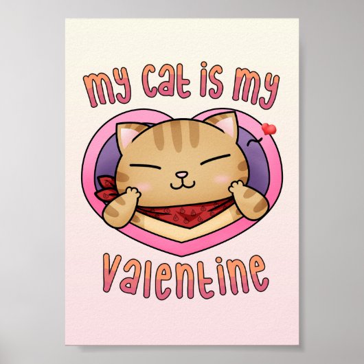 Mijn kat is mijn Valentijn Oranje tabby Poster (Voorkant)