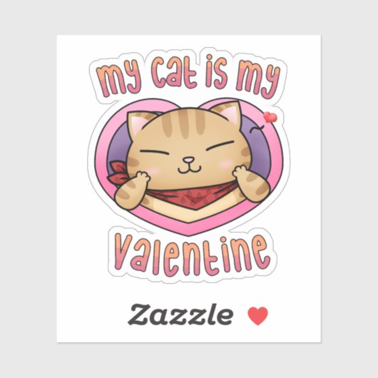 Mijn kat is mijn Valentijn Oranje tabby Sticker (Vel)