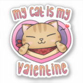 Mijn kat is mijn Valentijn Oranje tabby Sticker (Voorkant)