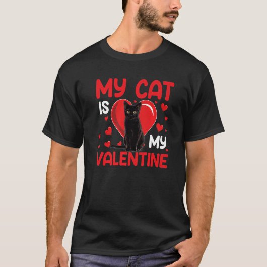 Mijn kat is mijn Valentijn Paw Heart Cat Eigenaar  T-shirt (Voorkant)
