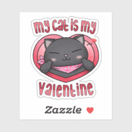 Mijn kat is mijn Valentijn zwarte kat Sticker