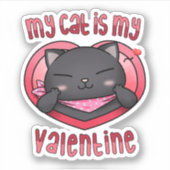 Mijn kat is mijn Valentijn zwarte kat Sticker (Voorkant)