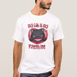 Mijn kat is mijn Valentijn zwarte kat T-shirt