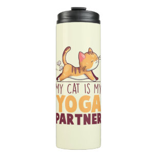 Mijn kat is mijn yoga partner - Stretching Cat Thermosbeker