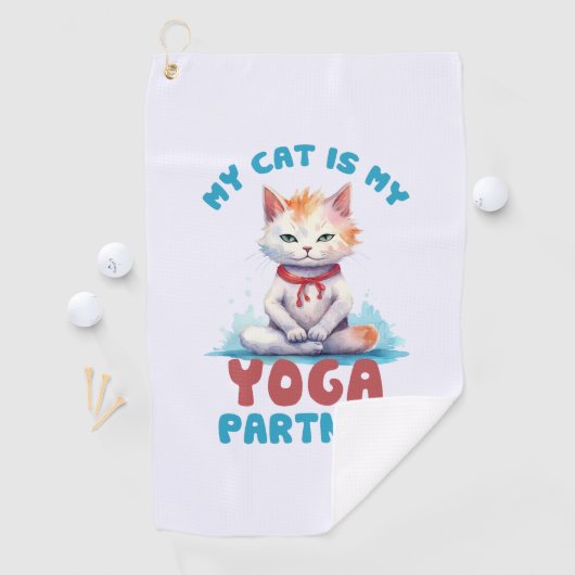 Mijn kat is mijn yogapartner - Schattige mediteren Golfhanddoek (Insitu)